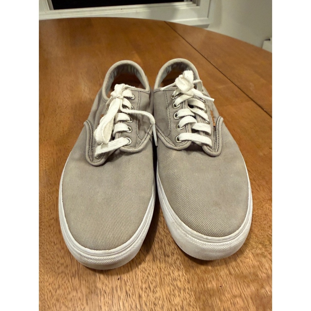 Vans Authentic Canvas Low Top Skate Shoes Sneakers Gray White Men's Size 8